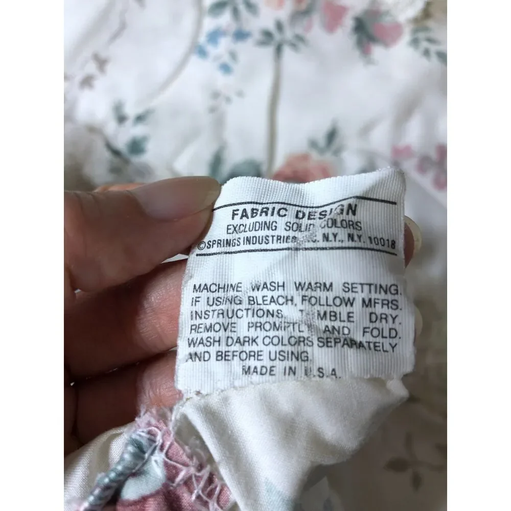 Vtg Springs Industries Floral Full Comforter 2 Shams Shabby Cottagecore Lace USA